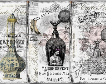 Perfume Journal Vintage Perfume Bottle, French Script, Tags, French Labels, Frames, Damask, Printable Paper, Scrapbooking, Instant Download