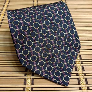 AIGNER Vintage Men&#39;s Silk Necktie Classic Width Geometric Made in Italy