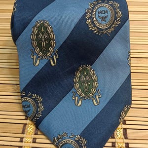 MCM Men&#39;s Silk Vintage Necktie Classic Width Striped Made in Italy