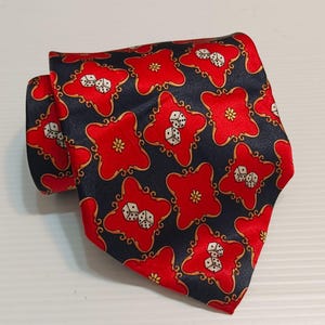 MCM Men&#39;s Silk Vintage Necktie Classic Width Dive  Pattern Made in Italy