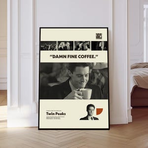 Twin Peaks Poster, Twin Peaks Tv Series Poster, Mid century Art, Retro Modern Poster, Black And White Poster, Vintage Movie Poster