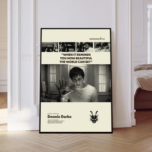 Donnie Darko Poster, Donnie Darko Movie Poster, Mid century Art, Retro Modern Poster, Black And White Poster, Vintage Poster, Gift for him