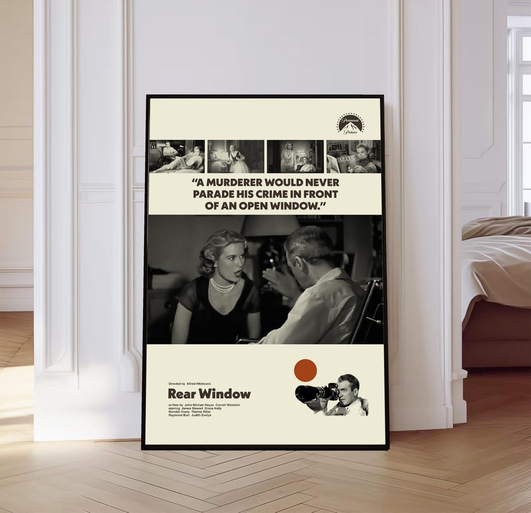 Rear Window Movie Poster, Retro Movie Print, Mid-century Modern Art ...