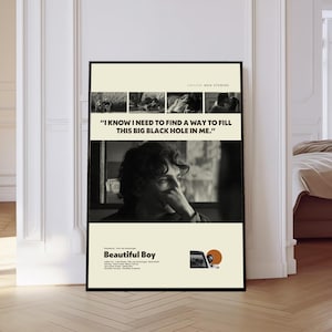 Beautiful Boy Poster, Beautiful Boy Movie Poster, Mid century Art, Retro Modern Poster, Black And White Poster, Vintage Poster, Gift for him