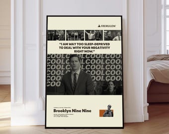 Brooklyn Nine-Nine Poster, Unique TV Show Poster, Mid-Century Modern Art, Minimalist Print, Vintage Wall Art, Gift for B99 Fans