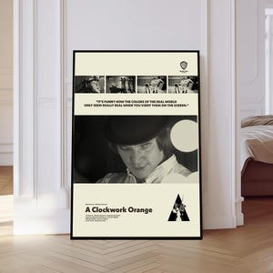 A Clockwork Orange Poster, A Clockwork Orange Movie Poster, Mid century Art, Retro Modern Poster, Black And White Poster, Vintage Poster