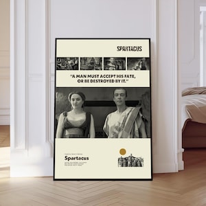 Spartacus Poster, Spartacus Tv Serie Poster, Mid century Kunst, Retro Modern Poster, Schwarz Weiß Poster, Vintage Poster, Geschenk für Ihn