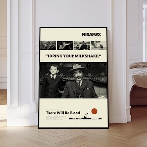 There Will Be Blood Poster, There Will Be Blood Movie Poster, Mid century Art, Retro Modern Poster, Black And White Poster, Vintage Poster