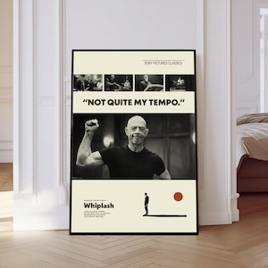 Whiplash Poster, Whiplash Movie Poster, Mid century Art, Retro Modern Poster, Black And White Poster, Vintage Movie Poster, Gift for him