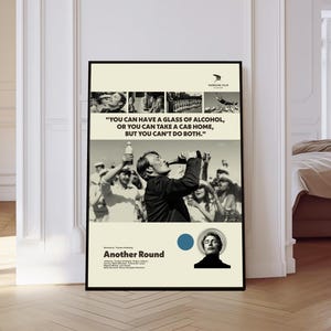Another Round Poster, Another Round Movie Poster, Mid century Art, Retro Modern Poster, Black And White Poster, Vintage Poster, Gift for him