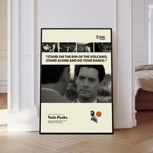 Twin Peaks Poster, Twin Peaks Tv Series Poster, Mid century Art, Retro Modern Poster, Black And White Poster, Vintage Poster, Gift for him