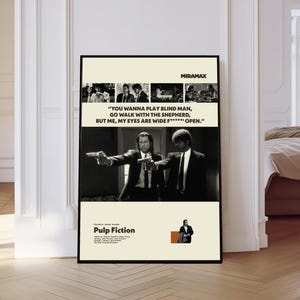 Pulp Fiction Poster, Pulp Fiction Movie Poster, Mid century Art, Retro Modern Poster, Black And White Poster, Vintage Movie Poster