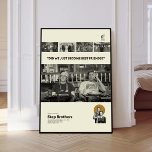Step Brothers Poster, Step Brothers Movie Poster, Mid century Art, Retro Modern Poster, Black And White Poster, Vintage Poster, Gift for him