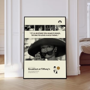Breakfast at Tiffany&#39;s Movie Poster, Romance Poster, Mid century Art, Retro Modern Poster, Black And White Poster, Vintage Poster