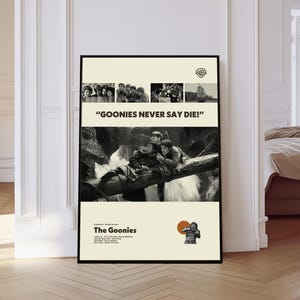 The Goonies Poster, The Goonies Movie Poster, Mid century Art, Retro Modern Poster, Black And White Poster, Vintage Movie Poster