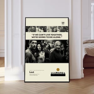 Lost Poster, Lost Tv Series Poster, Mid century Art, Retro Modern Poster, Black And White Poster, Vintage Movie Poster, Gift for him