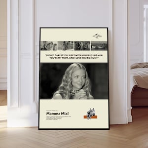 Mamma Mia! Poster, Mamma Mia Movie Poster, Romance Poster, Mid century Art, Retro Modern Poster, Black And White Poster, Vintage Poster