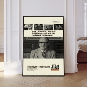 The Royal Tenenbaums Poster, The Royal Tenenbaums Movie Poster, Mid century Art, Retro Modern Poster, Black And White Poster, Vintage Poster