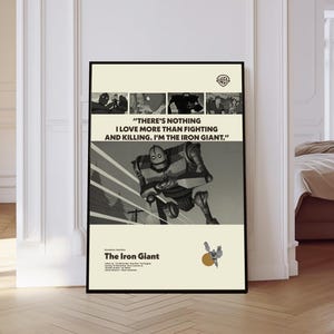 The Iron Giant Poster, The Iron Giant Movie Poster, Mid century Art, Retro Modern Poster, Black And White Poster, Vintage Movie Poster