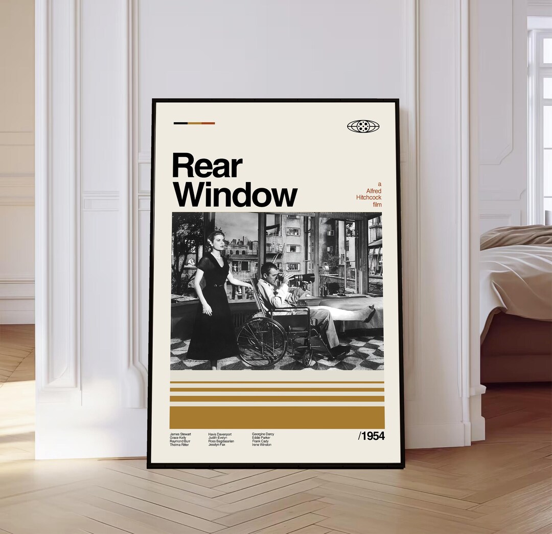 Rear Window Poster, Rear Window Movie Poster, Mid Century Art, Retro ...