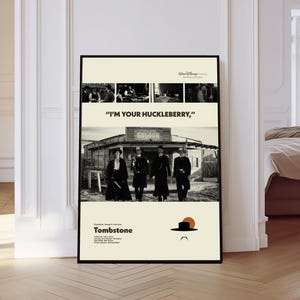 Tombstone Poster, Tombstone Movie Poster, Mid century Art, Retro Modern Poster, Black And White Poster, Vintage Movie Poster, Gift for him