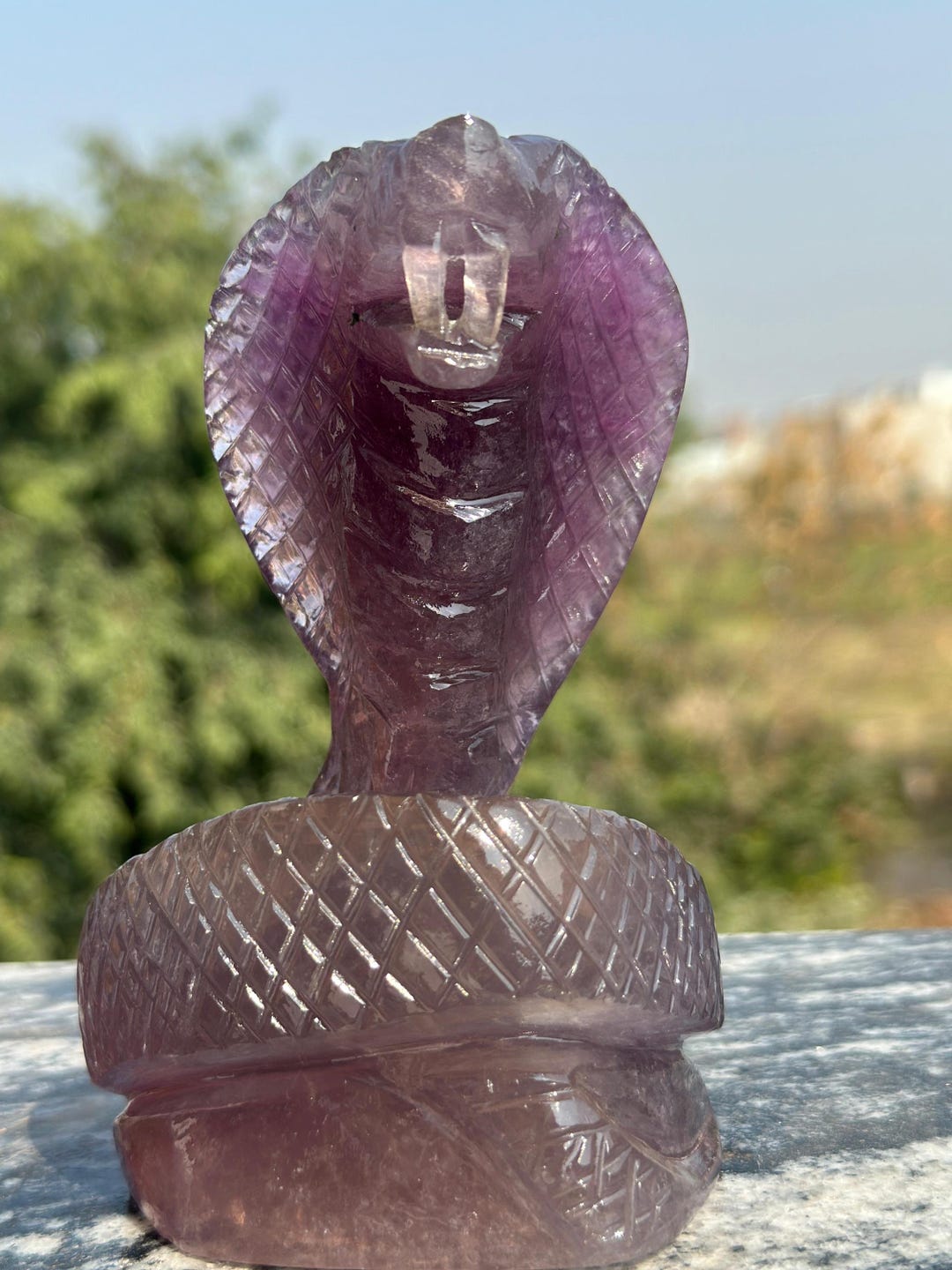 Hand Carved Purple Fluorite Cobra Statue | Crystal Snake Sculpture - Etsy