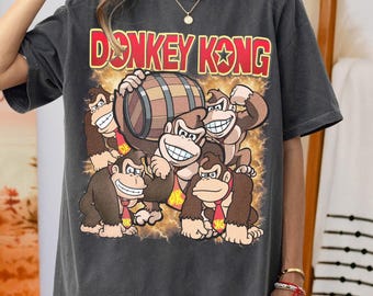 Camiseta de Donkey Kong, regalo para fans de Super Mario, camiseta gráfica de Nintendo, camiseta del Rey de la Selva
