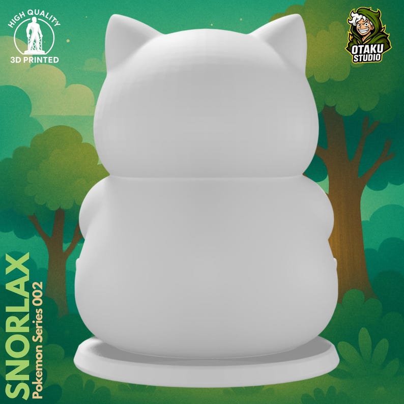 Snorlax Pokemon STL 3D printed figure, close-up detail