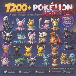 STL-Paket 1200+ Pokémon | Komplett Organisierte Sammlung | Gewerbliche Lizenz | FDM Harz AMS Mehrfarbig | Sofort-Download