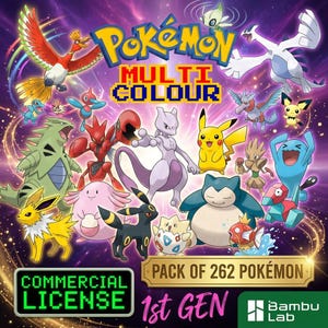 262 Pokemon STL Bundle | Multicolor 3MF Commercial Use | Bambu Lab AMS + Prusa MMU | Instant Digital Download