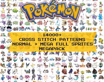 Pokemon Cross Stitch Patterns | 14,000+ PDF Charts | Gen 1-9 Pokedex | DMC Colour Keys