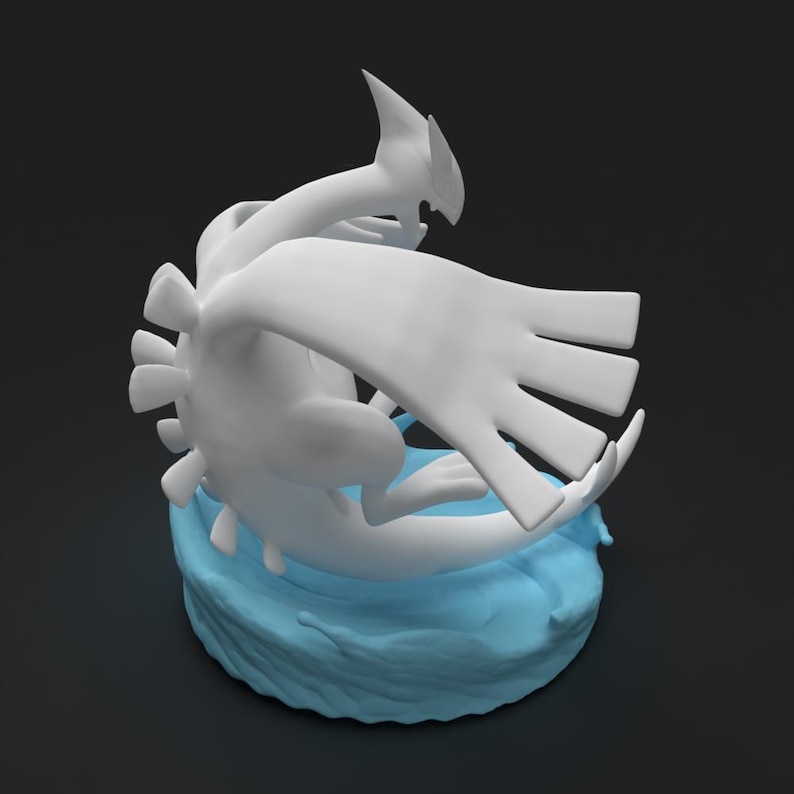 Lugia STL 3D printed figure, close-up detail