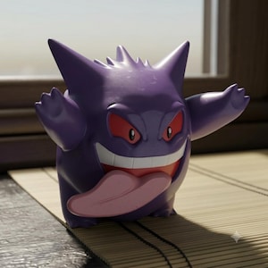 Gengar STL window cling figure, 3D printed Pokemon peeking window decoration