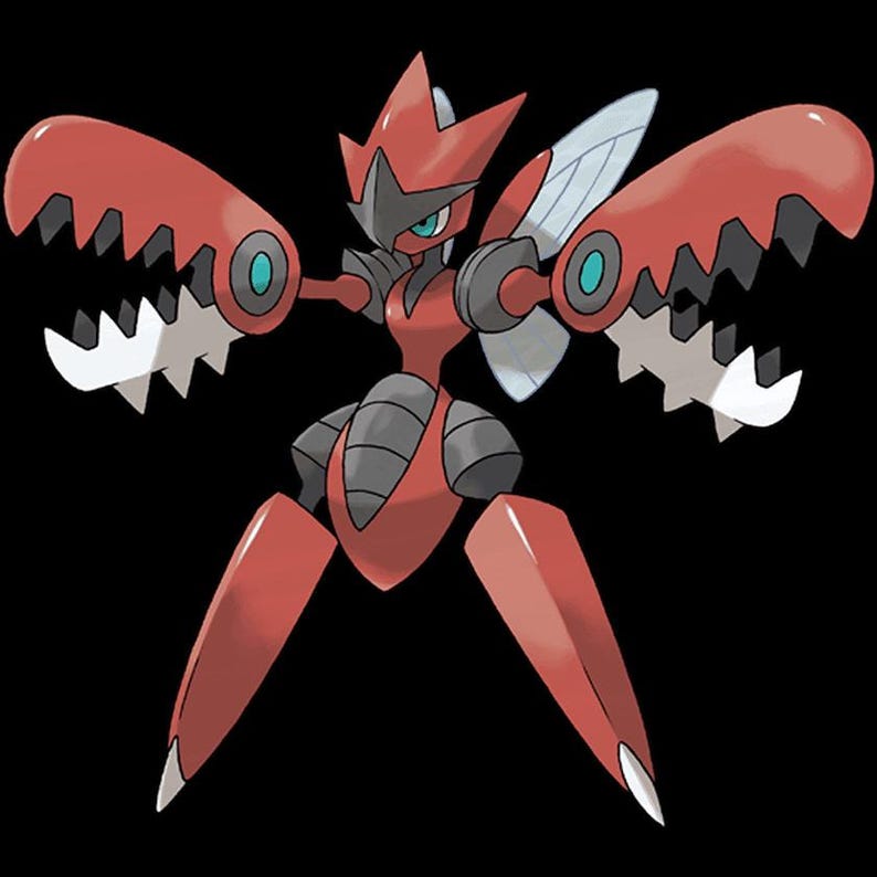 Mega Scizor Pokemon official artwork, included in the 36 Mega Evolution STL bundle