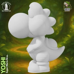 Yoshi Super Mario raw 3D print, opposite side view, ready to paint