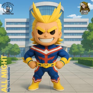 All Might STL 3D printed figure, front view