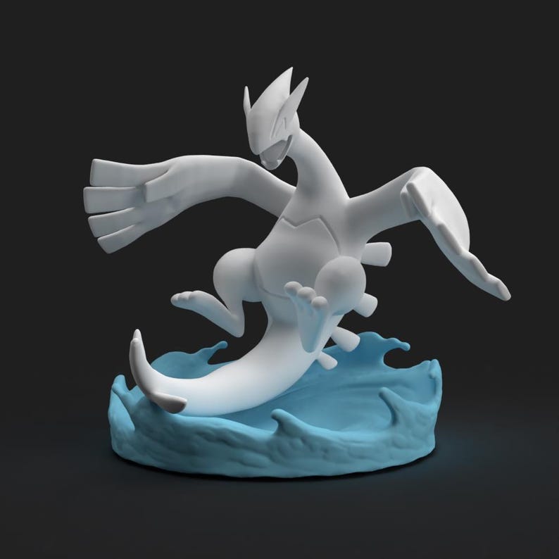 Lugia STL 3D printed figure, side view