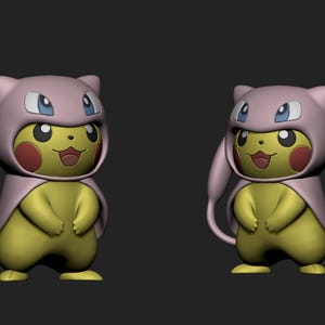 Mew Pikachu Cosplay STL 3D printed figure, back view