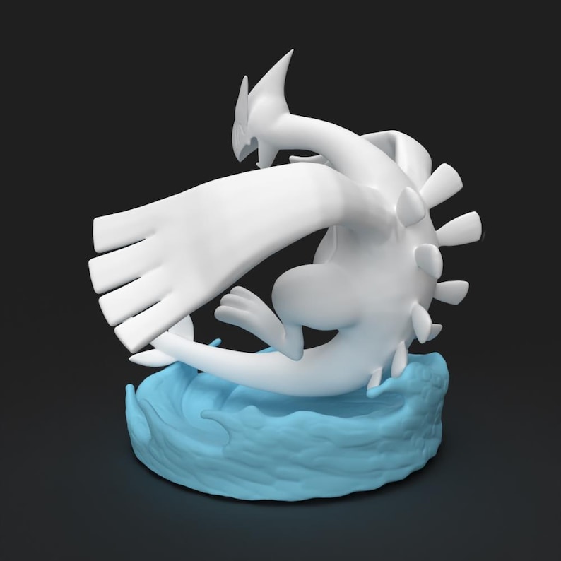Lugia STL 3D printed figure, back view