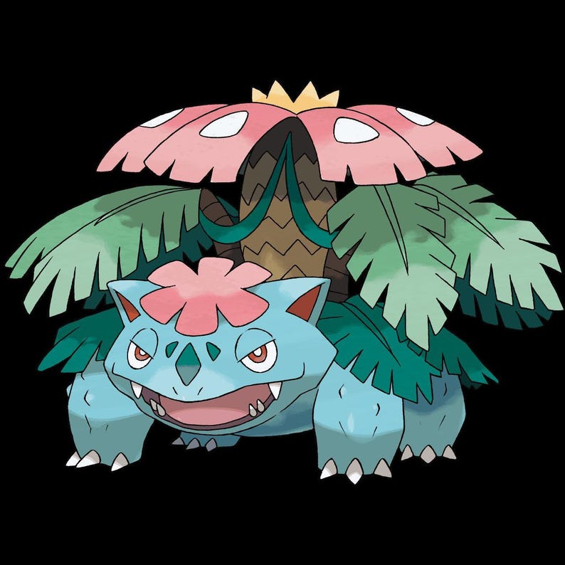 Mega Venusaur Pokemon official artwork, included in the 36 Mega Evolution STL bundle