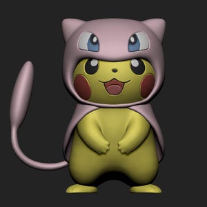 Mew Pikachu Cosplay STL 3D printed figure, side view