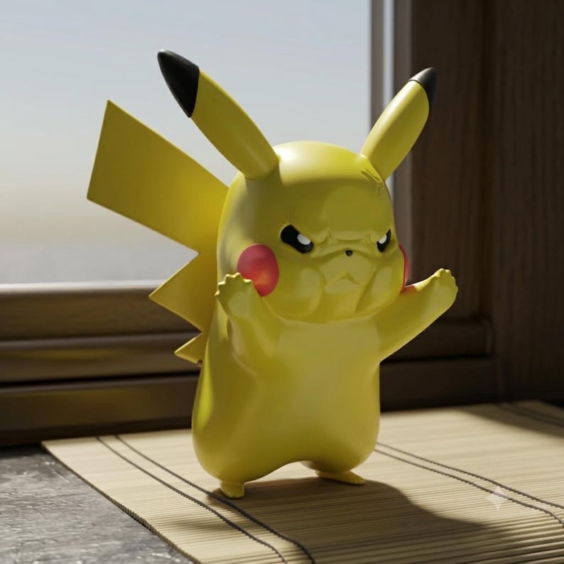 Pikachu STL window cling figure, 3D printed Pokemon peeking window decoration