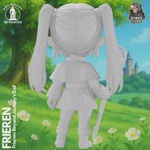 Frieren Chibi STL 3D printed figure, close-up detail