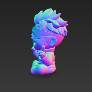 Satoru Gojo Chibi Seated Pokemon STL 3D printed figure, alternate angle