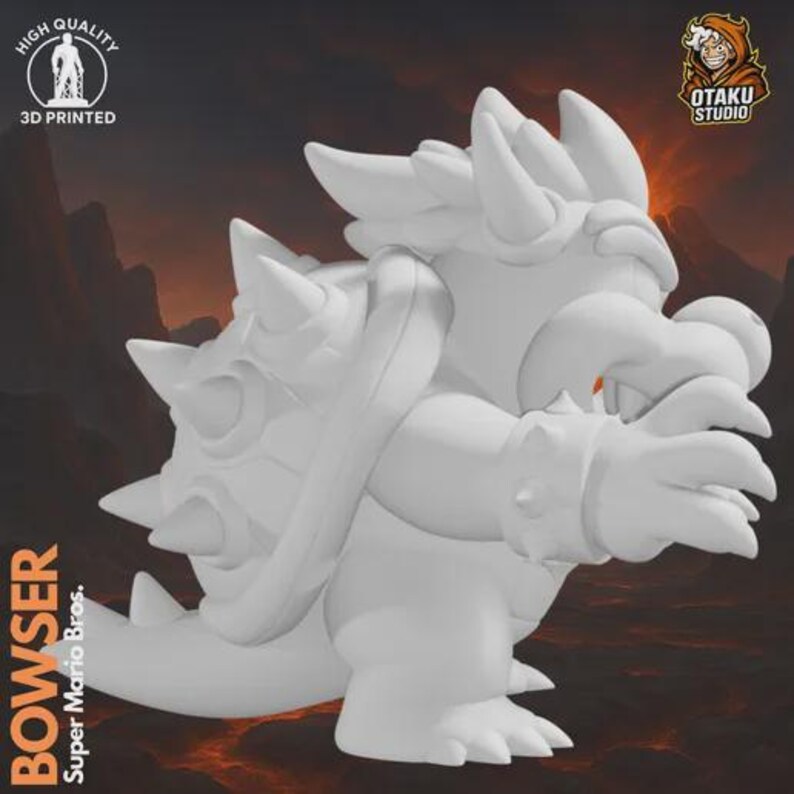 Bowser STL 3D printed figure, alternate angle