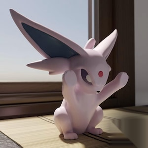 Espeon STL window cling figure, 3D printed Pokemon peeking window decoration