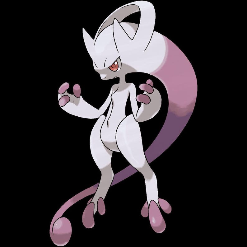 Mega Mewtwo Y Pokemon official artwork, included in the 36 Mega Evolution STL bundle