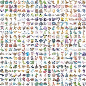 Full folder preview of the 493 Pokemon STL bundle, showing every included Pokemon thumbnail from Generation 1 to 4