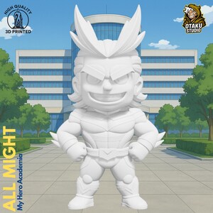 All Might STL 3D printed figure, back view