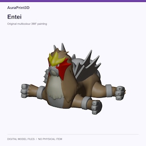 Entei actual included 3D model rendered in colour. Colours recovered from its supplied 3MF project.